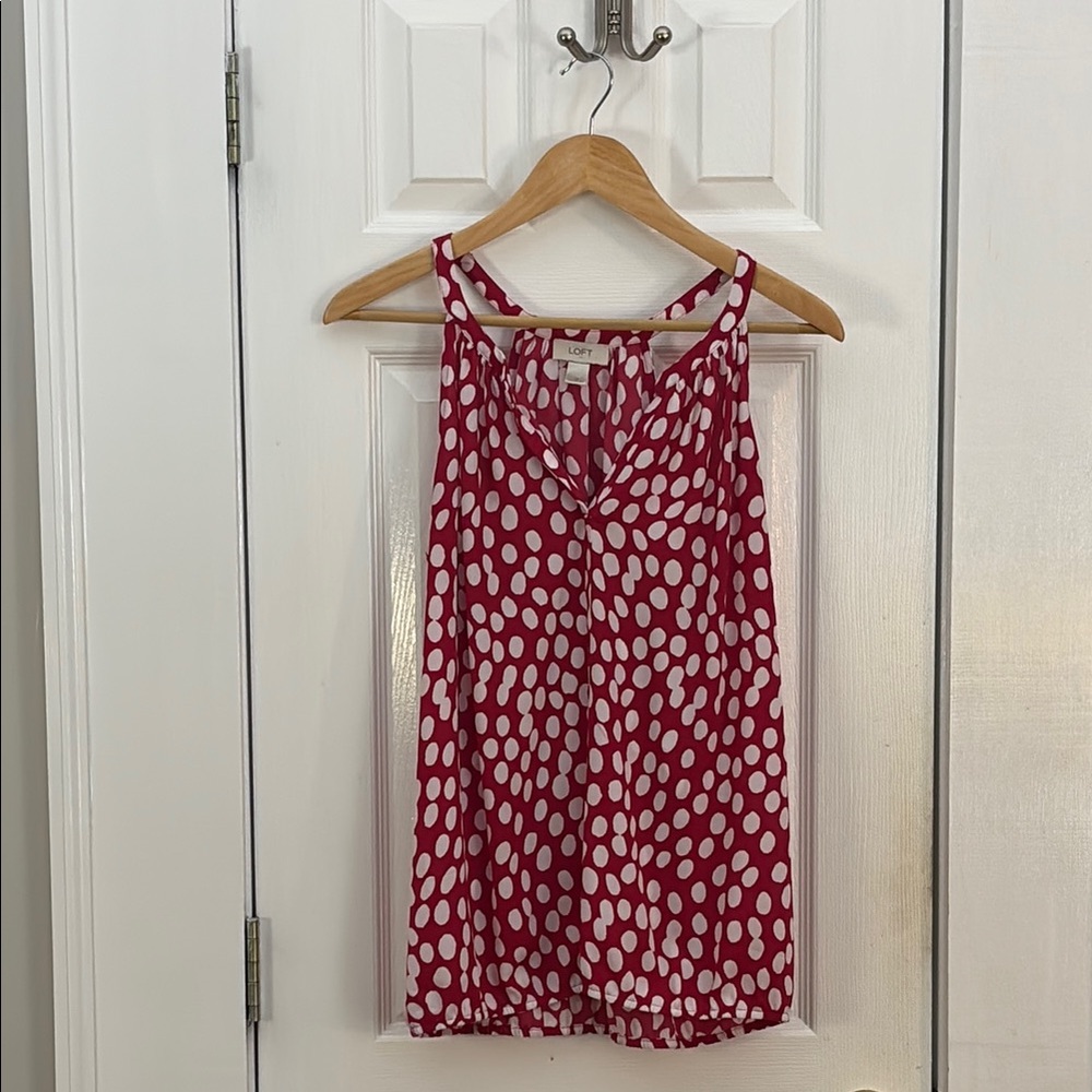 Red and White Polka Dot Camisole Sleeveless Top